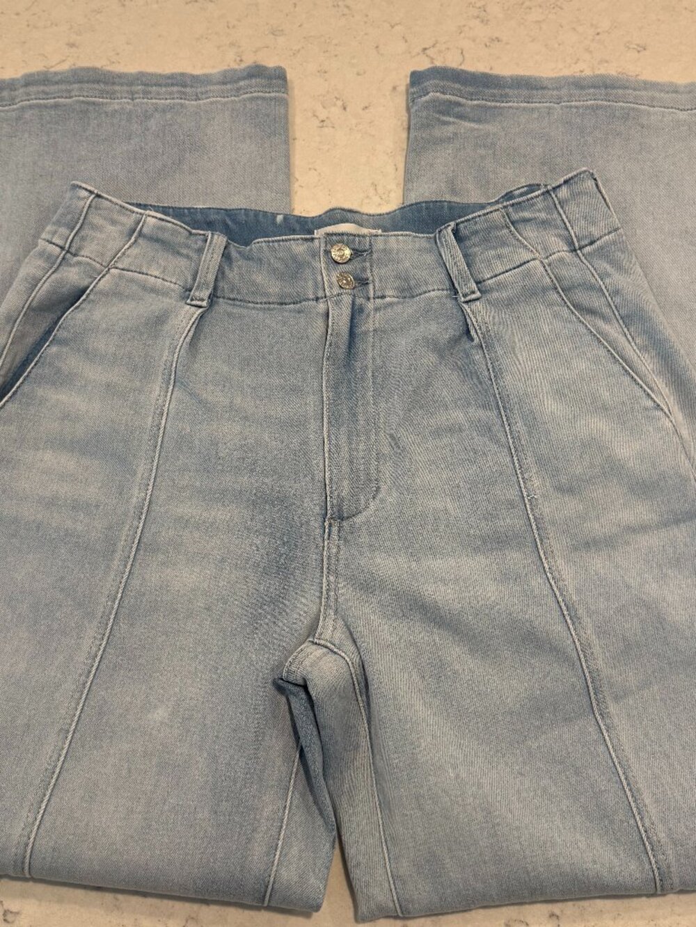 PAIGE Brooklyn Wide Leg Jeans Size 31 Makena High Rise Double Button EUC